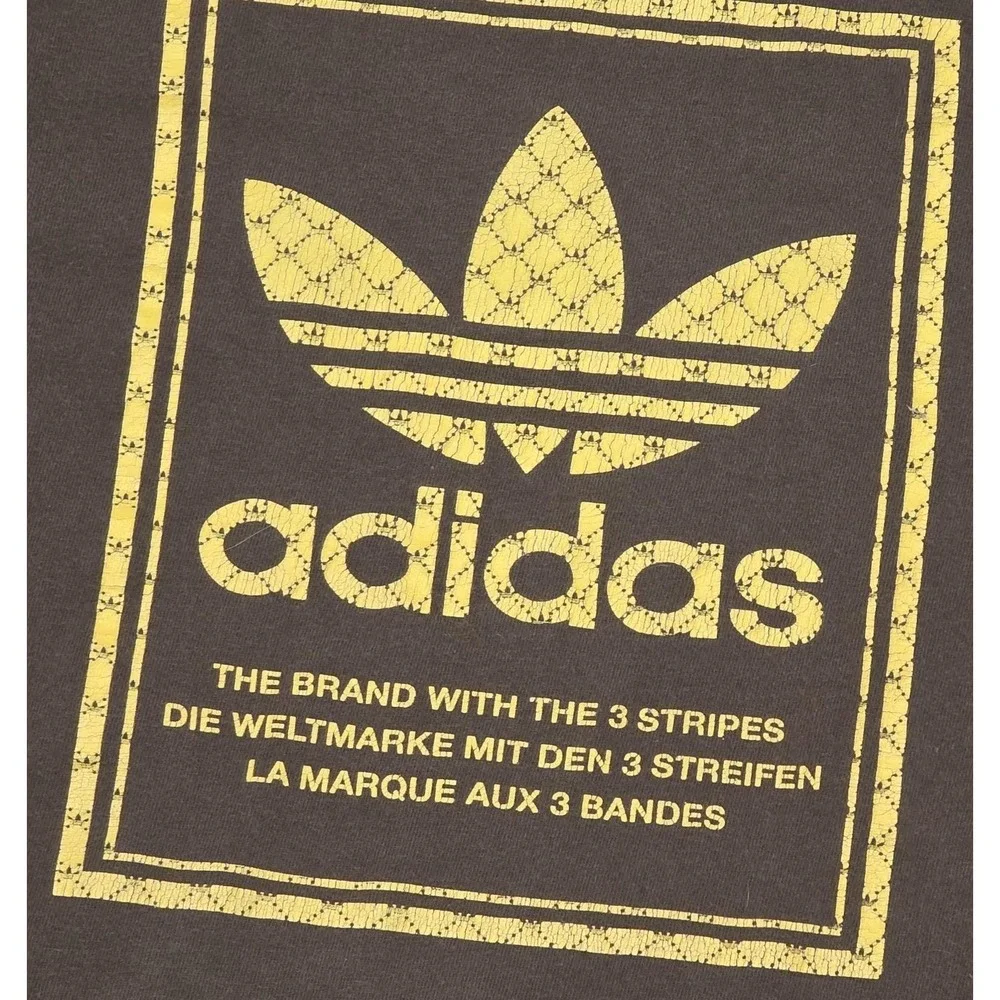 Adidas Originals Trefoil Brown Graphic T Shirt Men's Medium Distressed Logo Y2K
